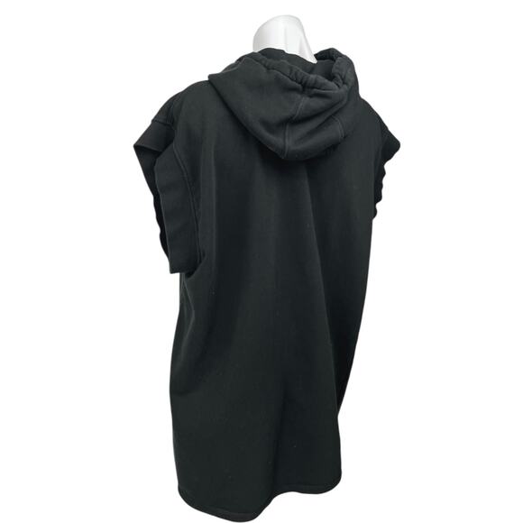 Zara Black Short Sleeve Drawstring Hooded Hoodie Mini Tunic Sweatshirt Dress M - Picture 4 of 6